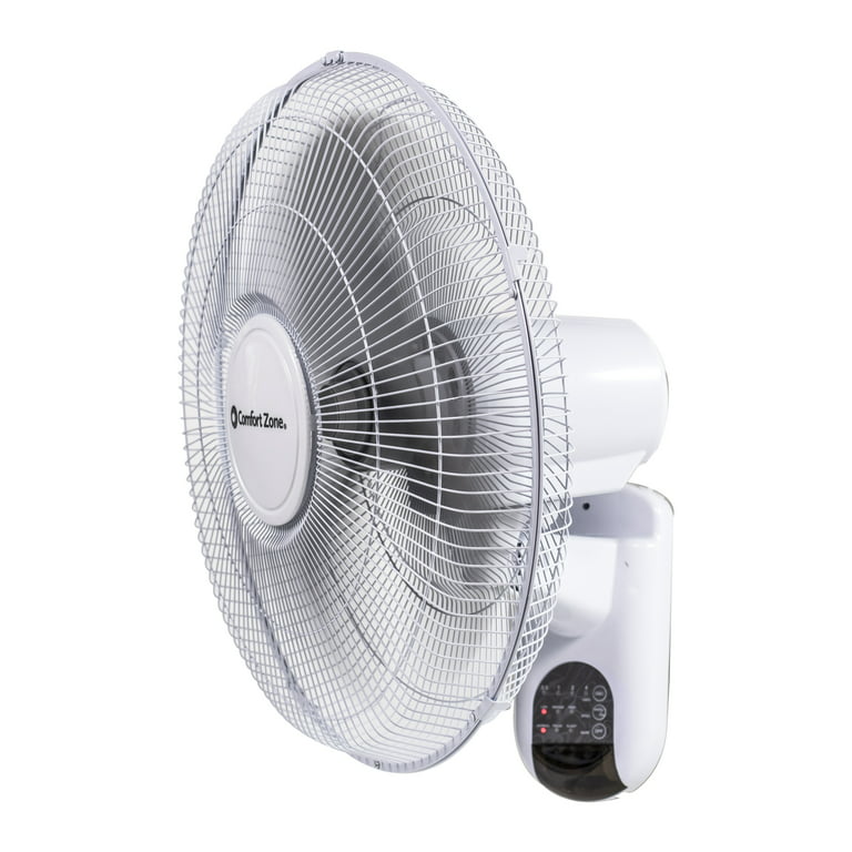 Comfort Zone 16 3-Speed Oscillating Wall Mount Fan with Remote