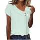 thumbnail image 3 of Blusas,Camiseta holgada de manga corta con cuello en V para mujer, informal, de verano, mezcla de poliéster y elastano, cómoda para usar en casa, sopatenor, 3 of 8