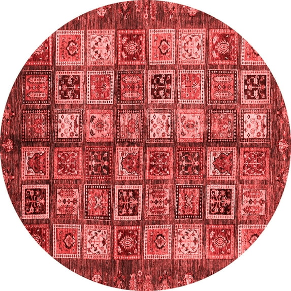 Ahgly Company Indoor Round Abstract Red Modern Area Rugs, 7' Round