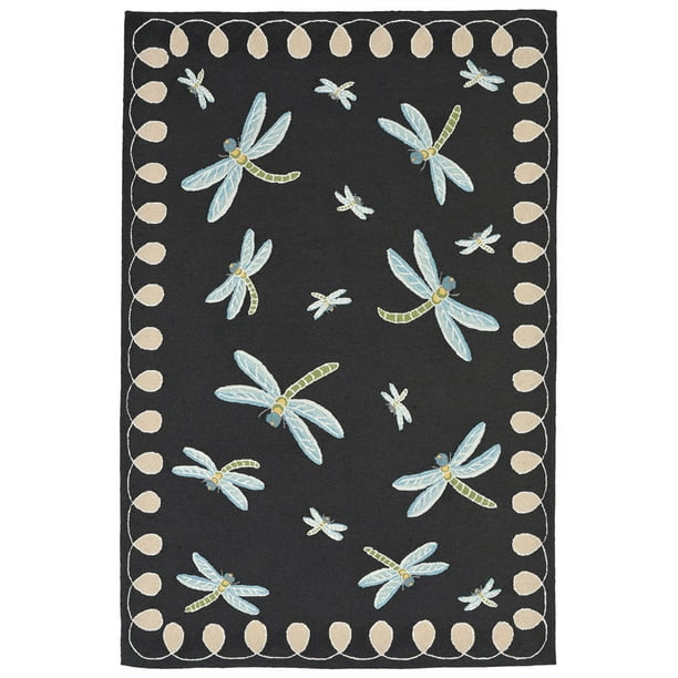 Liora Manne Frontporch Dragonfly Indoor/Outdoor Rug Black 5'X7'6