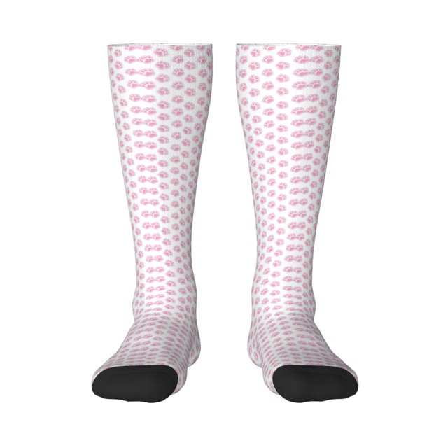Gaeub Chaussettes Design Empreinte de Patte Rose Chaussettes Hautes Extensibles pour Hommes Femmes Adolescents, Chaussettes de Softball Soccer pour Randonnée, Sport