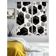 thumbnail image 3 of Black Grey Sheer Curtains 63 Inch Length 2 Panels Set, Geometric Gold White Hexagon Modern Voile Window Treatment Rod Pocket Curtains Sheers Drapes for Bedroom/Living Room/Kitchen 52x"63"x2, 3 of 7
