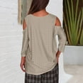 thumbnail image 4 of Women's Tops Sevevn 2025 Women's Fashion Casual Solid Color Shoulder Leakage Short Sleeve Pullover Top, 4 of 7