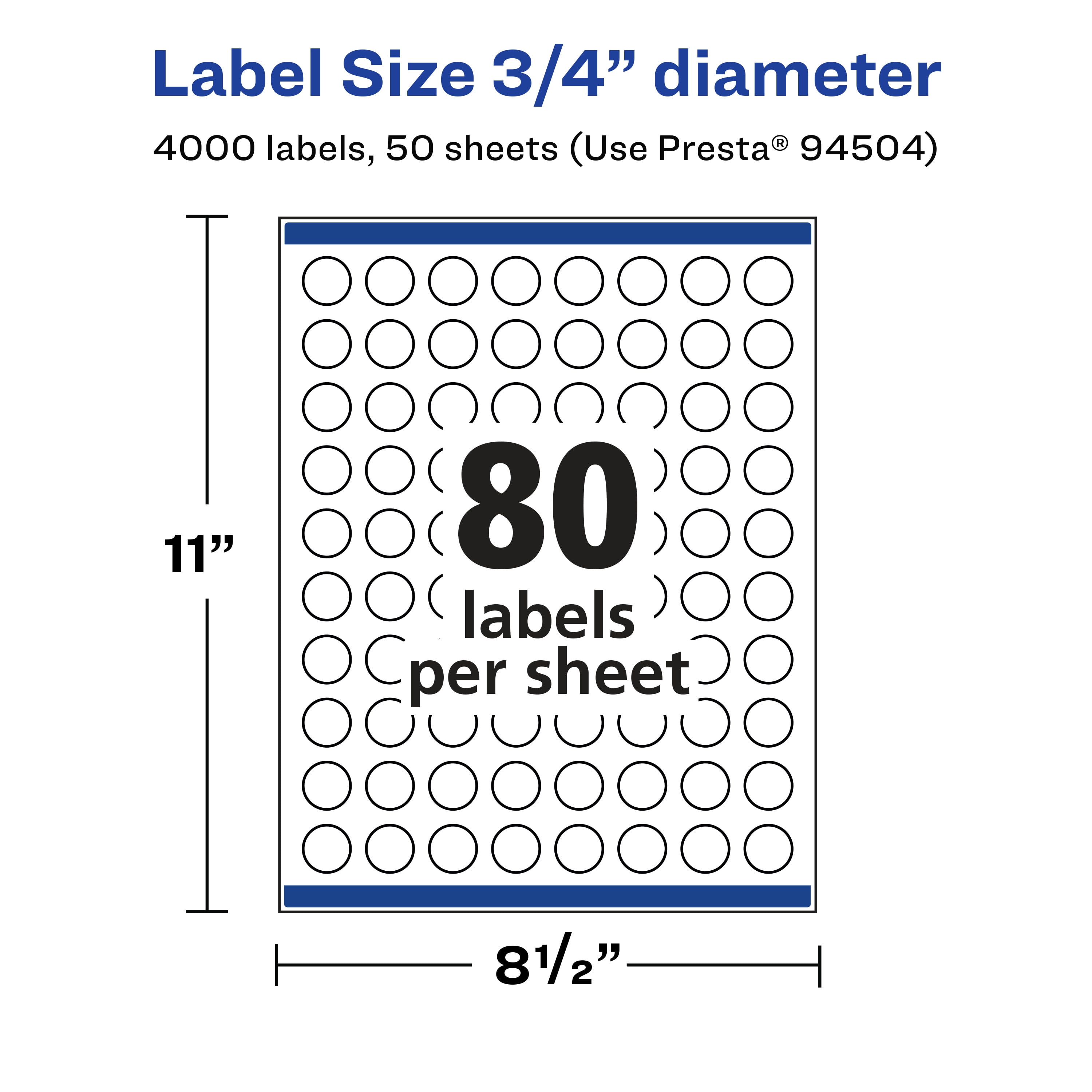 Avery Matte Clear Round Labels, 3/4" Diameter, 4,000 Total