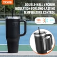 thumbnail image 2 of VEVOR 40 oz Insulated Water Bottle, Stainless Steel Sports Coffee Cup with Lid, Handheld Travel Coffee Mug Double Walled, Camping Hydration Flask Leakproof, for Indoor/Outdoor School, Work, Black, 2 of 9