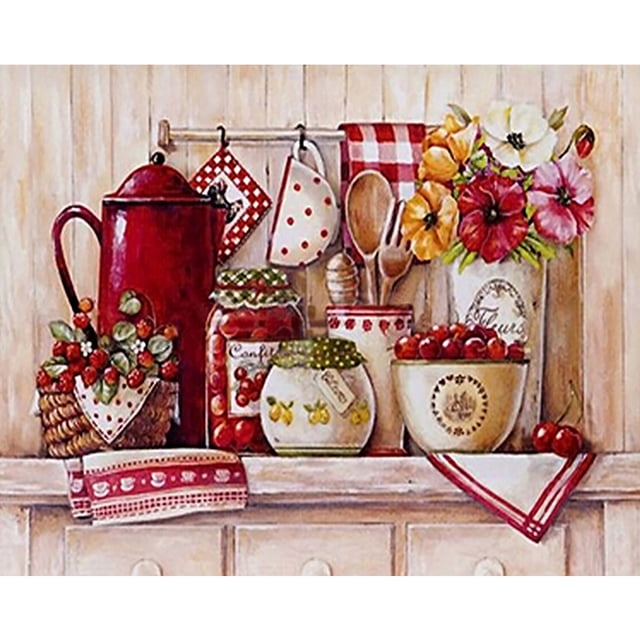 Cuadros Decorativos Juego de pintura por números para tazas de cocina, imagen acrílica sin marco DIY sobre lienzo Sywqhk Nuevos Originales