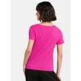thumbnail image 3 of Time and Tru Women's Square Neck Pucker Tee with Short Sleeves, Sizes XS-XXXL, 3 of 5