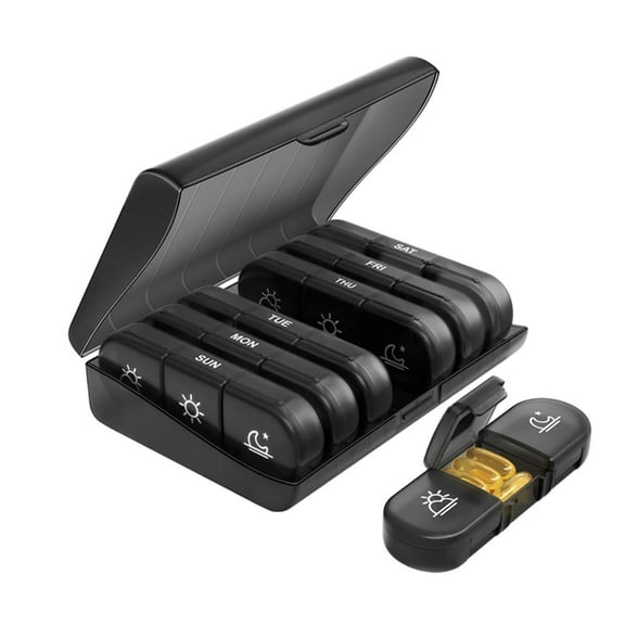 CASAFUN Protable Pill Organizer Airtight Pills Dispenser, Travel Pill Box Pill Case Anti-Mixing & Wide Opening, Compact Pill Container Holder for Vitamins Fish Oils Medications