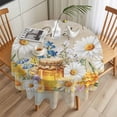 thumbnail image 3 of Daisy Honey Round Tablecloth 54 inches Bee Blue Flower Home Sweet Spring Wildflowers Waterproof Oil-Proof Table Cloth Round Table Cover for Holiday Party Picnic Dinner Decor Indoor and Outdoor Use, 3 of 9