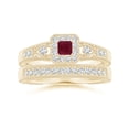 thumbnail image 4 of ANGARA Natural Aeon Vintage Inspired Square Ruby and Diamond Halo Engagement Ring with Milgrain in 14K Yellow Gold for Women (Size-3mm) | July Birthstone Jewelry for Her | Natural Ruby Rings, 4 of 10