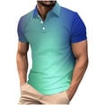 thumbnail image 2 of DayScoop Mens T-Shirt Big & Tall T Shirt Summer Short Sleeve Gradient Color Fashion Casual Print Half Buttoned Open Close Turndown Collar Tops Plus Size, 2 of 5