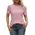 thumbnail image 2 of Beecarchil Womens Eyelet Short Sleeve Tops Crew Neck T-Shirt Dressy Casual Blouse Shirts Brick Red S, 2 of 4