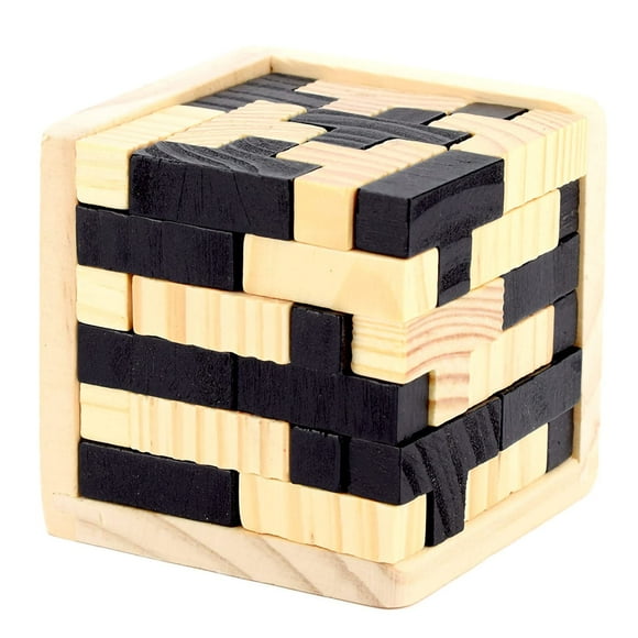 Rompecabezas de madera con forma de cubo AMAZA 3D en forma de T