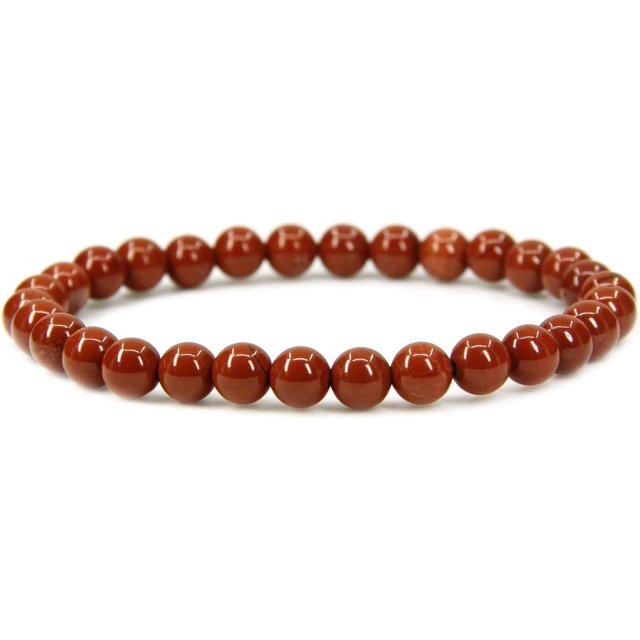 Angelstones Bracelet Extensible Unisexe en Perles Rondes de 6 mm en Jaspe Rouge Naturel