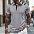 thumbnail image 2 of Afdoent Men's Polo Shirts Lapel Button Open Collar Shoulder Color Block Male Leisure Loose Trendy Comfortable Business Short Sleeve Shirt Breathable, 2 of 6