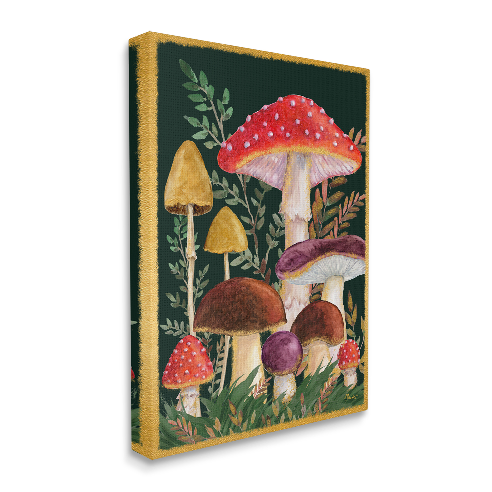 Stupell Industries Woodland Mushrooms Nature Botanical & Floral Painting Gallery Wrapped Canvas Print Wall Art, 36 x 48
