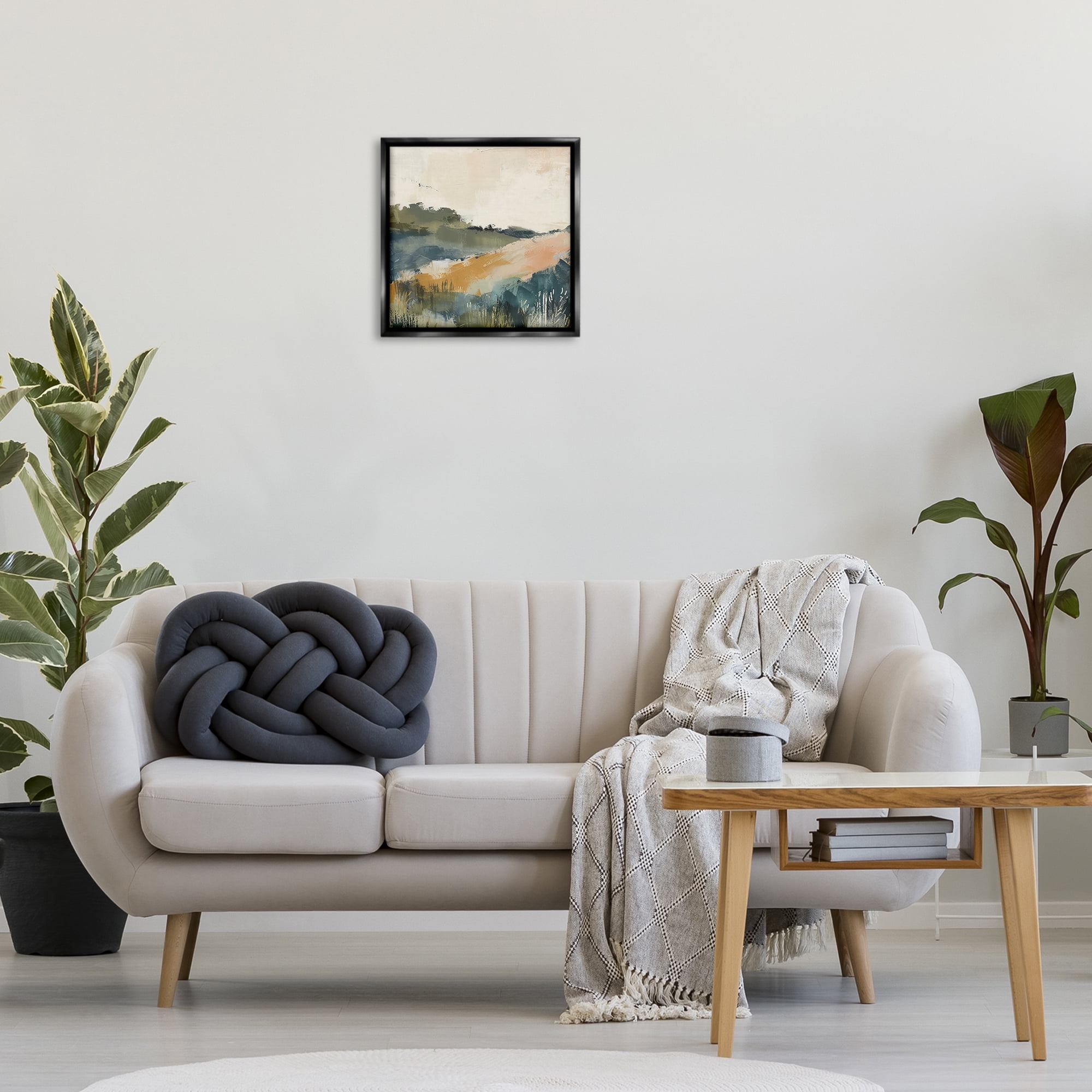 Stupell Industries Abstract Nature Hills Landscape & Nature Painting Black Floater Framed Canvas Art Print Wall Art, 18 x 18