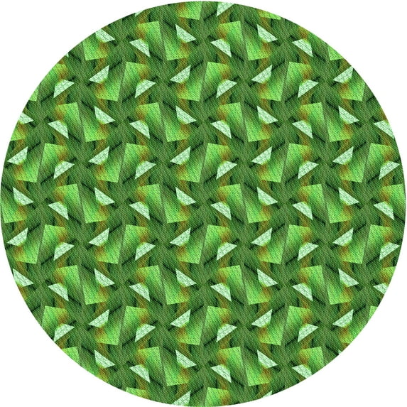 Ahgly Company Indoor Round Patterned Nebula Green Area Rugs, 7' Round