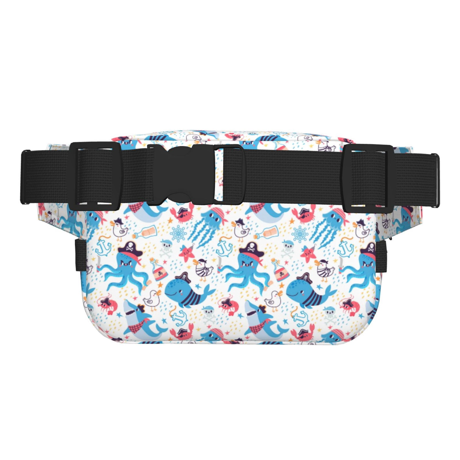 Fuzoiu Cute Shark Print Unisex Square Double Layer Waist Bag,Crossbody Fanny Pack Travel Workout Accessory