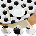 thumbnail image 4 of Black White Soccer Pattern Round Fitted Tablecloth with Elastic Edge,Dining Table Cover Waterproof,Outdoor Round Tablecloth for Camping,Dining,Indoor and Outdoor, 4 of 7