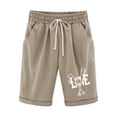 thumbnail image 4 of LYXSSBYX Womens Shorts with Pockets Clearance Women's Shorts Cotton and Linen Fashionable Printing Elastic Waist 5-inch Pants Drawstring 5-inch Shorts, 4 of 4