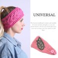 thumbnail image 3 of Linyer Crochet Headbands Winter Leaves Pattern with Rhinestones Elastic Head Protector Wide Warm Chunky Hair Accessories for Girls Skin pink, 3 of 5
