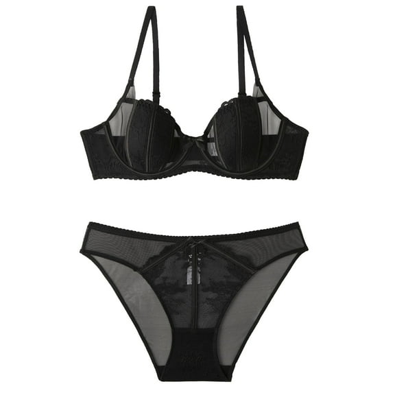 Bras for Women,Comfortable Lace Underwear Set Breathable Side Support Bra and Panty,Sports Bras for Women,Black,M