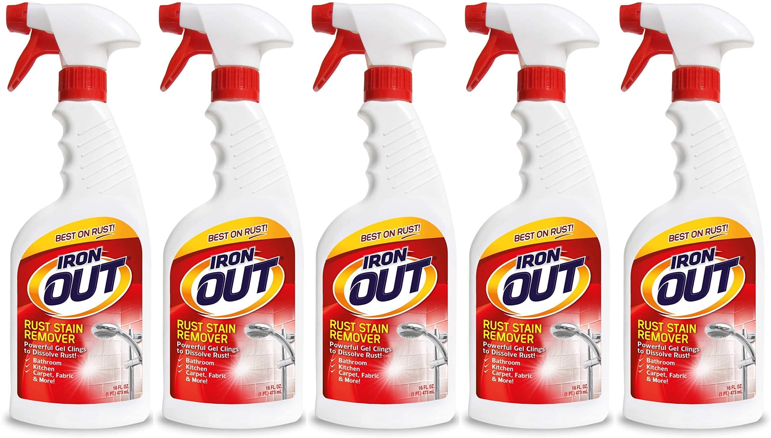 5 Pack of Iron Out Rust Stain Remover Spray Gel, 16 fl oz