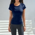 thumbnail image 2 of Gaexia Women's Summer Short Sleeve Yoga Fitness Top Slim Fit Athletic Running Training Workout T Shirt Breathable Wicking Stretchy Lightweight Casual Activewear For Gym (BU2,S), 2 of 6