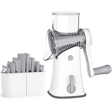 5 in 1 Rotary Cheese Grater | Vegetable Chopper & Slicer | Durable Plastic Food Cutter with Interchangeable Blades Sustainable Hand-Crank Spiral Slicer Home & Professional Use For Kitchen Helper