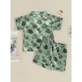 thumbnail image 4 of Hirigin Kids Boys 2Pcs Pajamas Set Dinosaur Print Short Sleeve Lapel Shirts Tops and Shorts Sleepwear Summer Clothes, 4 of 8
