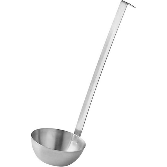 Truecraftware – 32 oz Stainless Steel Ladle with Long Hooked Handle - for Soup Chili Gravy Salad Dressing and Pancake Batter