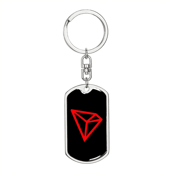 Tron (TRX Crypto Cryptocurrency Stainless Steel or 18k Gold Premium Swivel Dog Tag Keychain
