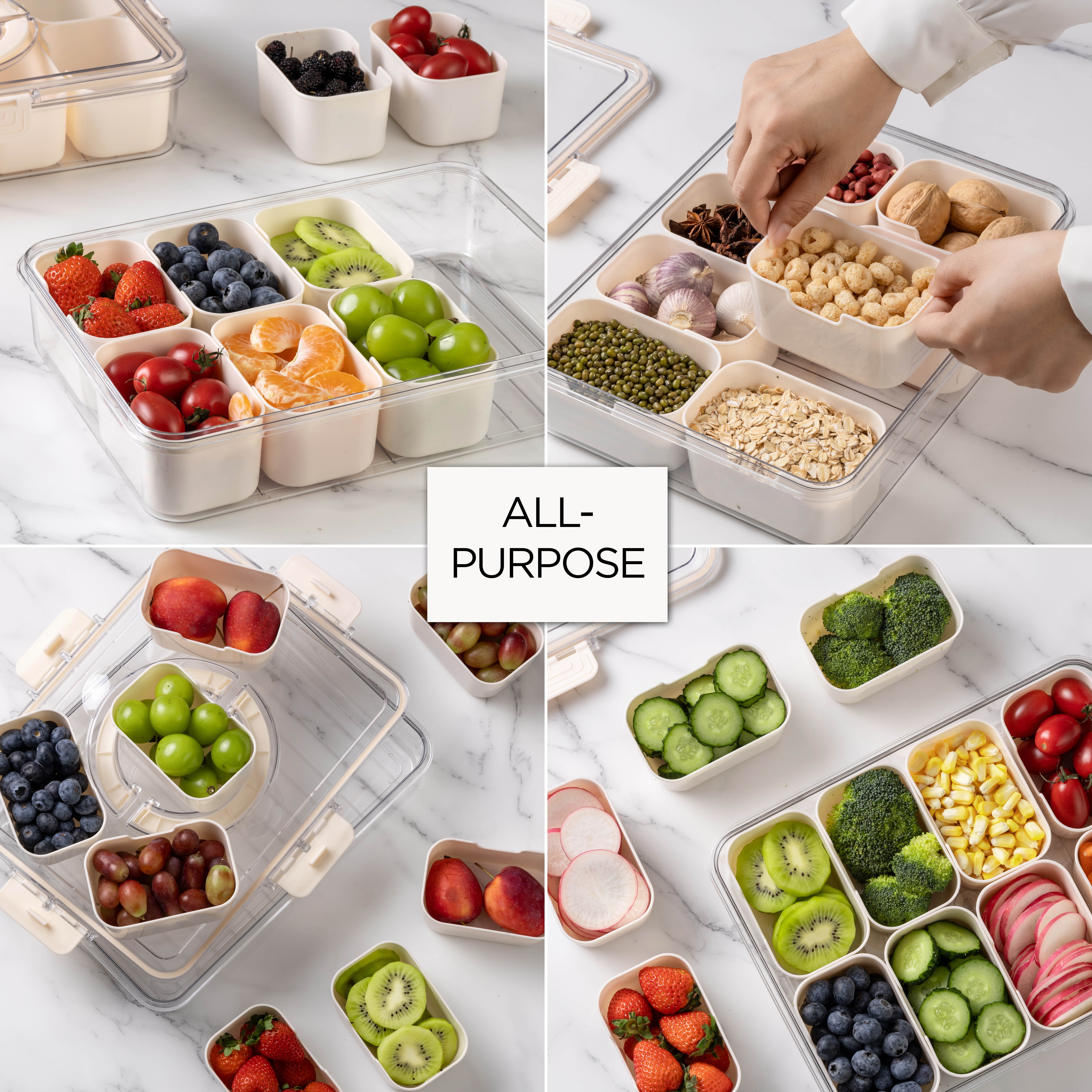 COOK WITH COLOR Snackle Box for Kids Lunch Box and Snack Container, Cream