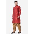 thumbnail image 3 of Royal Kurta Elegant Maroon Jacquard Silk Printed Long Kurta and Bronze Salwar for Men, 3 of 6