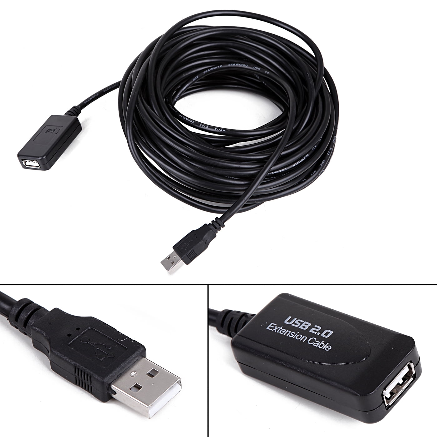 50FT High Speed 480Mbps USB 2.0 Active Repeater M/F Extension Cable Adapter Cord 