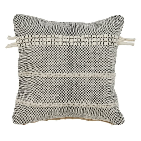 Ox Bay 20" x 20" Hand-Woven Gray/ Cream Stripe Organic Cotton Pillow Cover