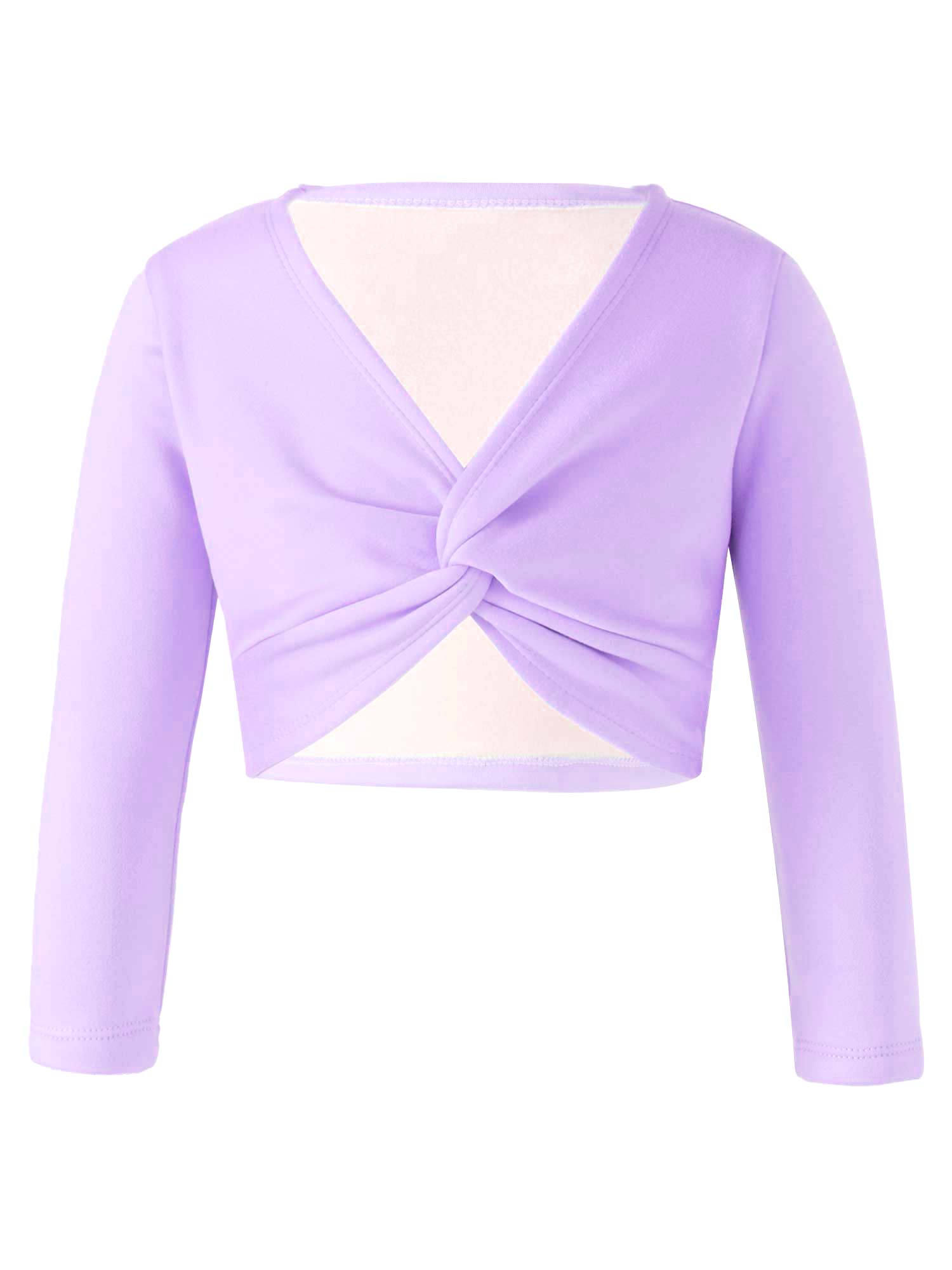 renvena Girls Long Sleeve Thick Knot Ruched Dance Cardigan Shrug Ballet Wrap Shrug Sweater Wrap Tops Dress Cover Up