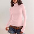 thumbnail image 2 of tarylea Women's Basic Tops High Neck Long Sleeve Undershirt Solid Color Tops Casual Wear Fall Loungewear, 2 of 8