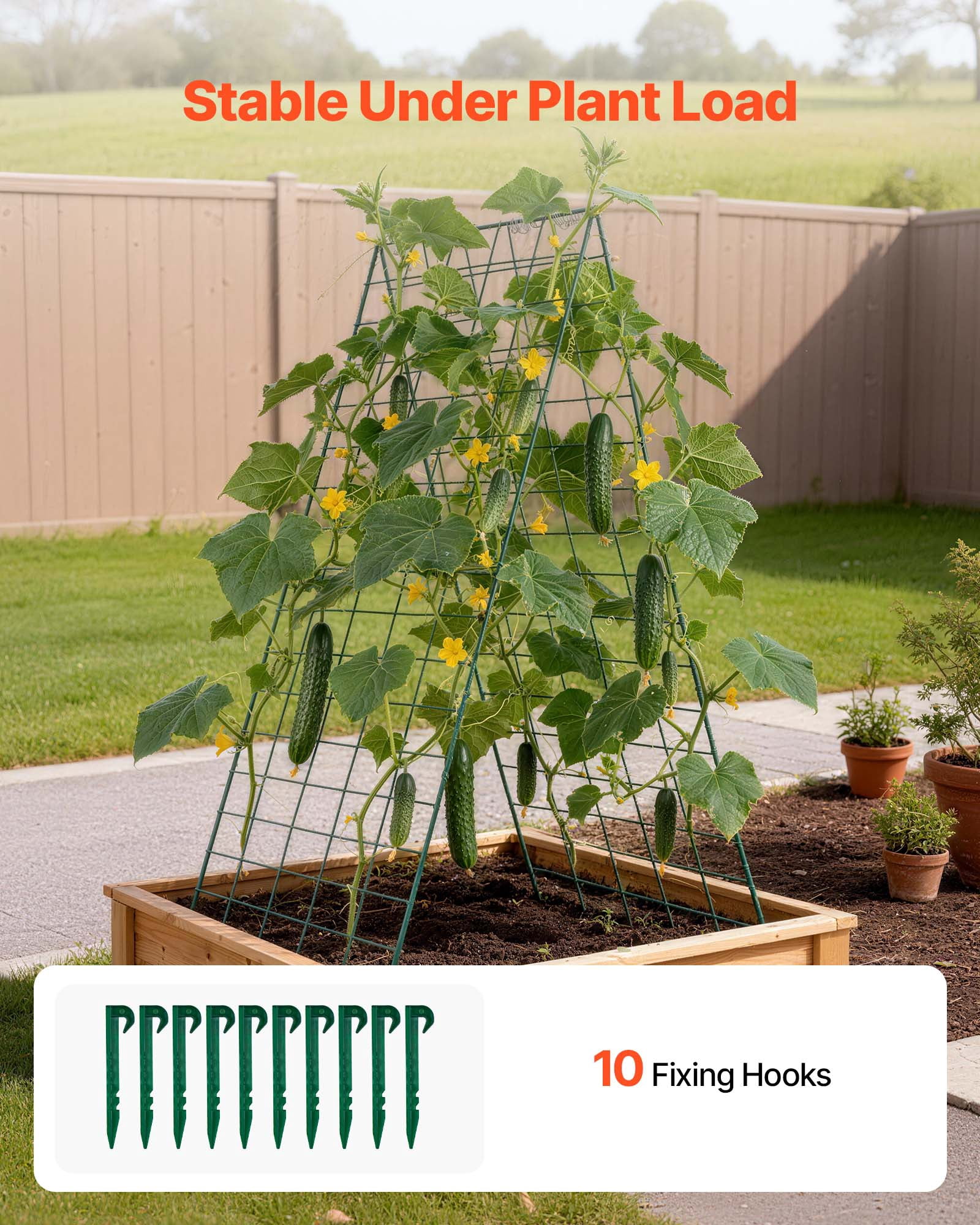 VEVOR Cucumber Trellis 4 Pack, A-Frame Garden Trellises for Raised Bed, Metal Rustproof Coating Plant Support for Vine, Climbing Plants, Peas, Beans, Zucchini, Tomato, Flower(35.43 x 27.56 in x 4PCS)