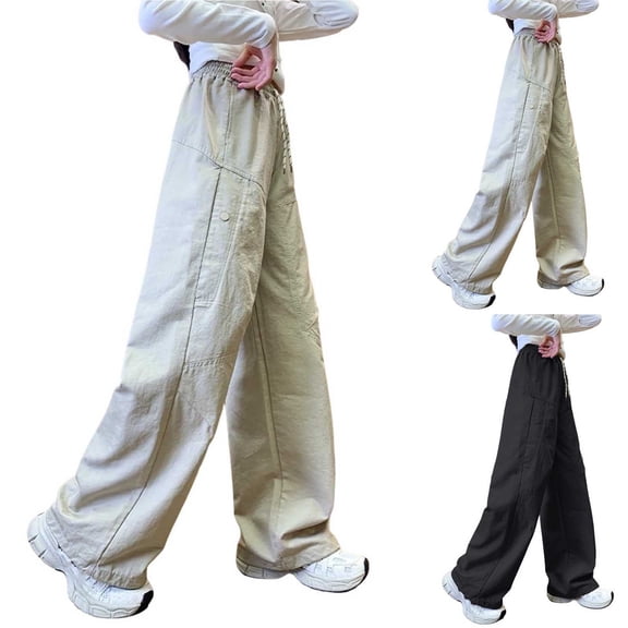 Avtoify Girls Pants Children's Solid Color Elastic Waistb Pocket Casual Sports Overalls Pants Kids