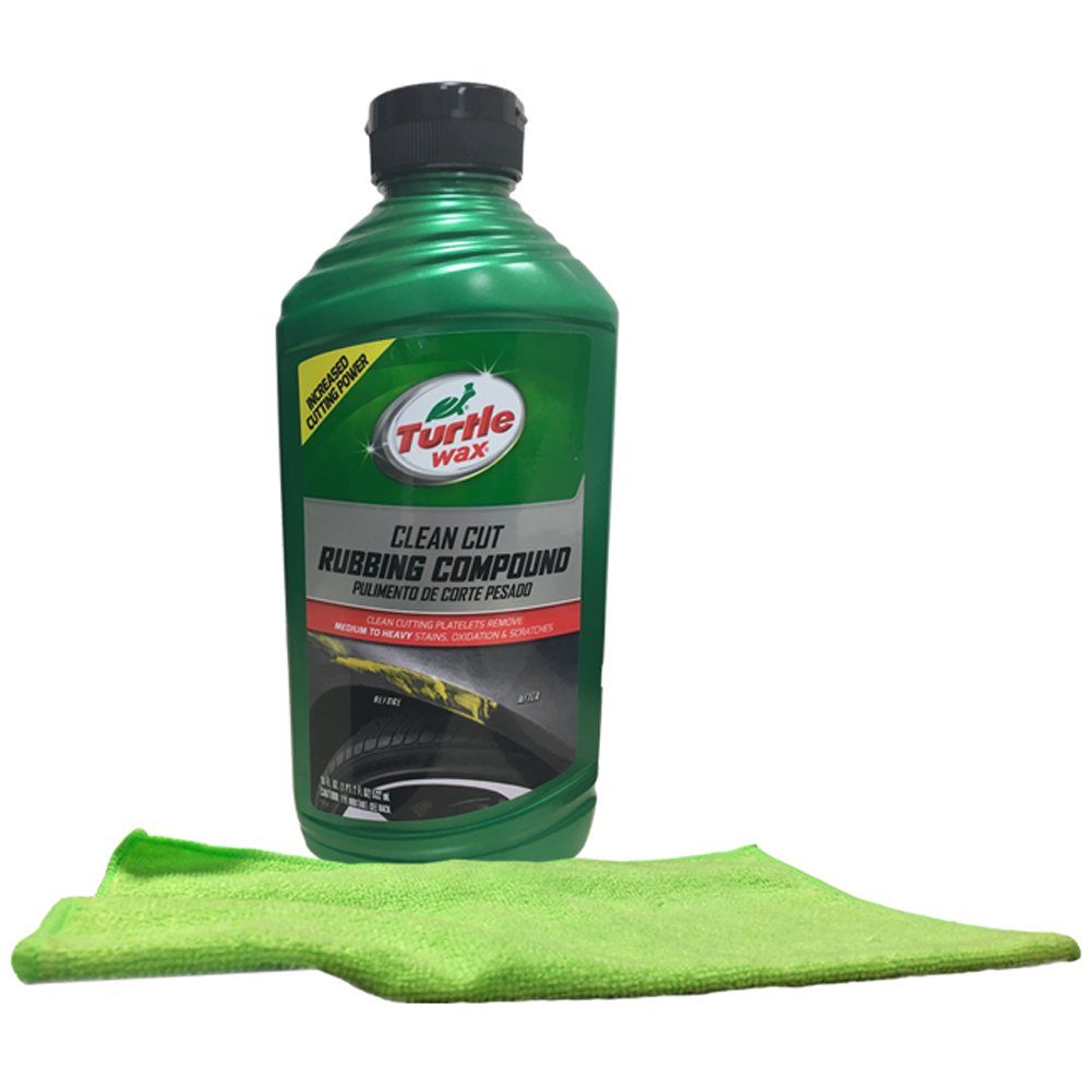 Turtle Wax Premium Rubbing Compound (18 oz) Bundled with a Microfiber