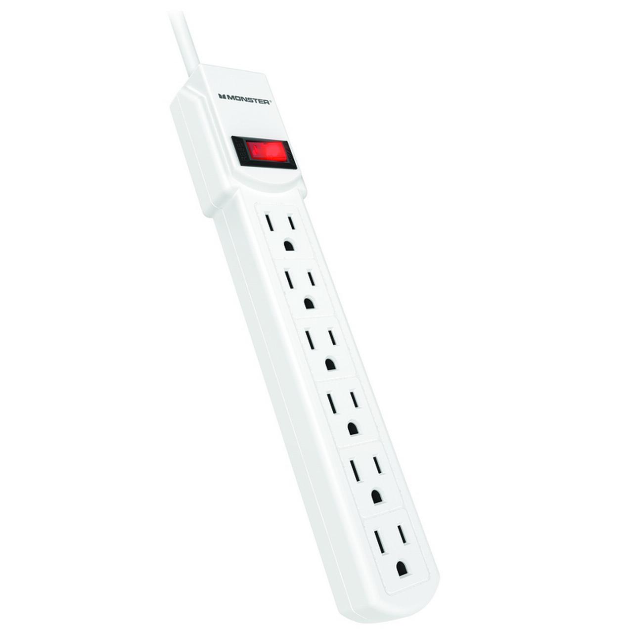Monster 3001091 3 ft. 6 Outlets Power Strip, White