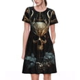 thumbnail image 1 of Balery Vintage Ornate Skull Vestidos sueltos de manga corta para mujer, vestidos de verano 2025, vestidos casuales de corte A con vuelo., 1 of 6