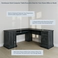 thumbnail image 4 of BELLEZE Modern Corner L-Shaped Home Office Computer Laptop Desk or Writing Study Workstation with Keyboard Tray, Two Drawers and Cabinet - Barlow (Rustic Gray), 4 of 7