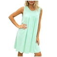 thumbnail image 2 of Nightgowns for Women Summer Crewneck Pleated Sleeveless Pajama Dress Womens Casual Solid Round Neck Relaxed Fits Lightweight Loungewear Sleepwear Night Dress, 2 of 7