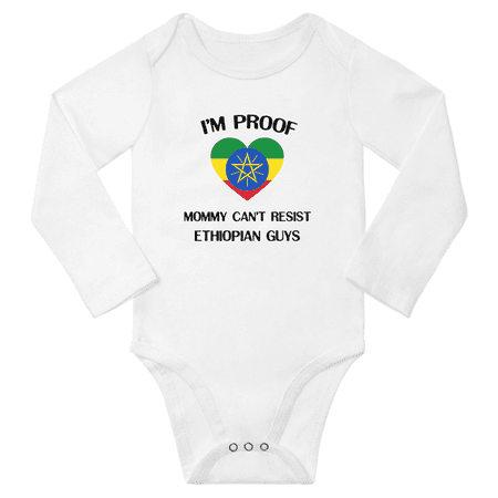 

I m Proof Mommy Can t Resist Ethiopian Guys Baby Long Sleeve Romper Bodysuit (White 6 Months)