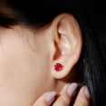 thumbnail image 3 of Rosec Jewels Lab Created Ruby Solitaire Stud Earrings for Women - 6 mm - AAAA Quality, 925 Sterling Silver, 3 of 7