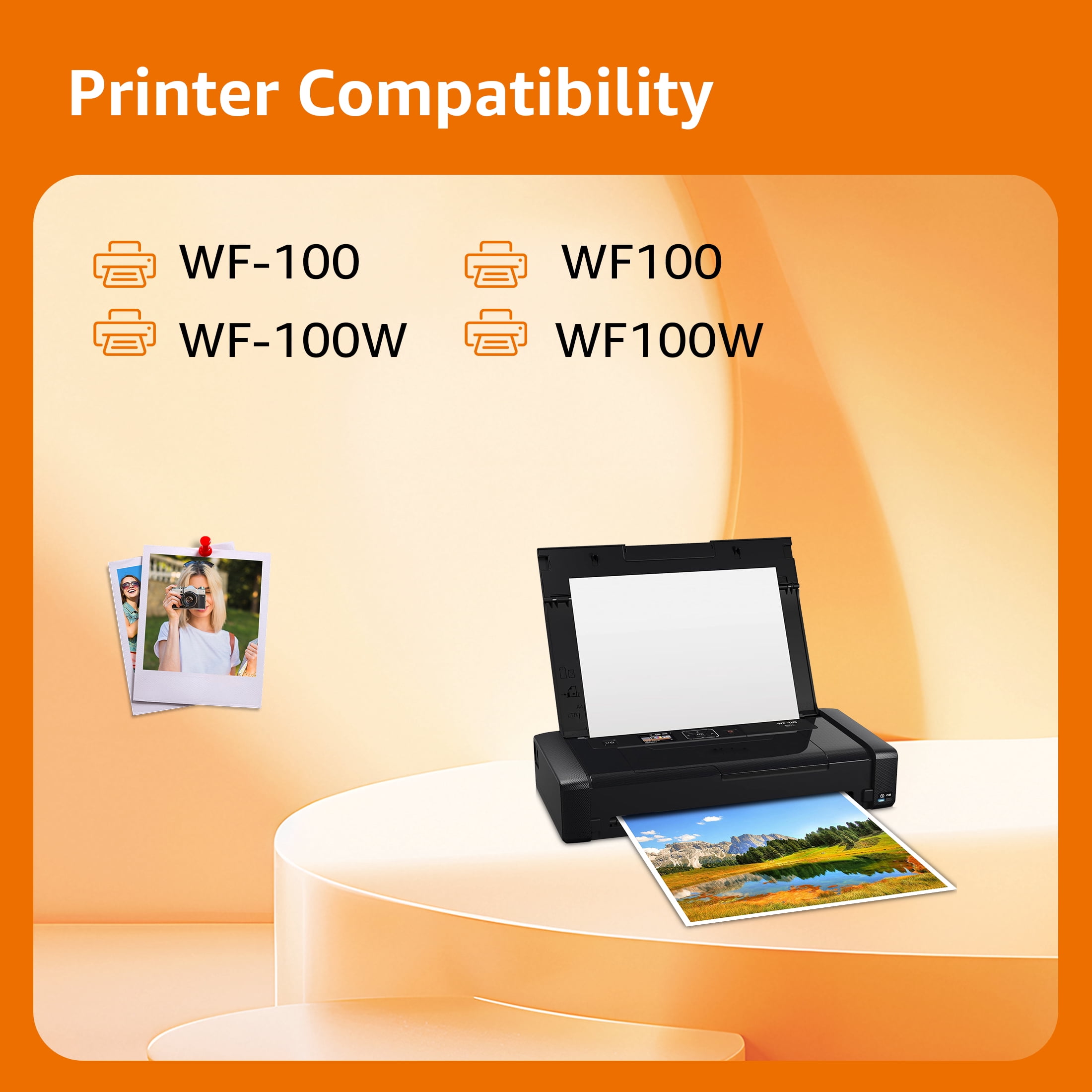 T215 215 Ink Cartridges Compatible Replacement for  T215 Ink for WF-100 WF-110 EC-C110 Mobile Printer, T215120-S T215530-S Pigment (10-Pack: 6 Black, 4 Tri-Color)