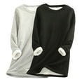 thumbnail image 2 of Feancey Fleece Lined Tops Women Plus Size Crewneck Sweatshirts Winter Warm Sherpa Pajamas Cozy Long Sleeve Thermal Underwear Top Black 5XL, 2 of 4